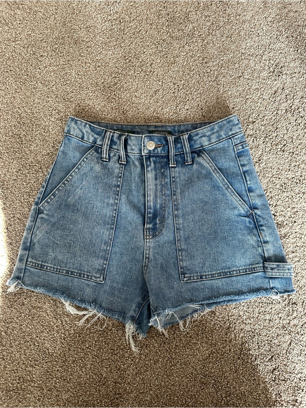 wild fable Light Blue High-Rise Denim Shorts with Frayed Hem